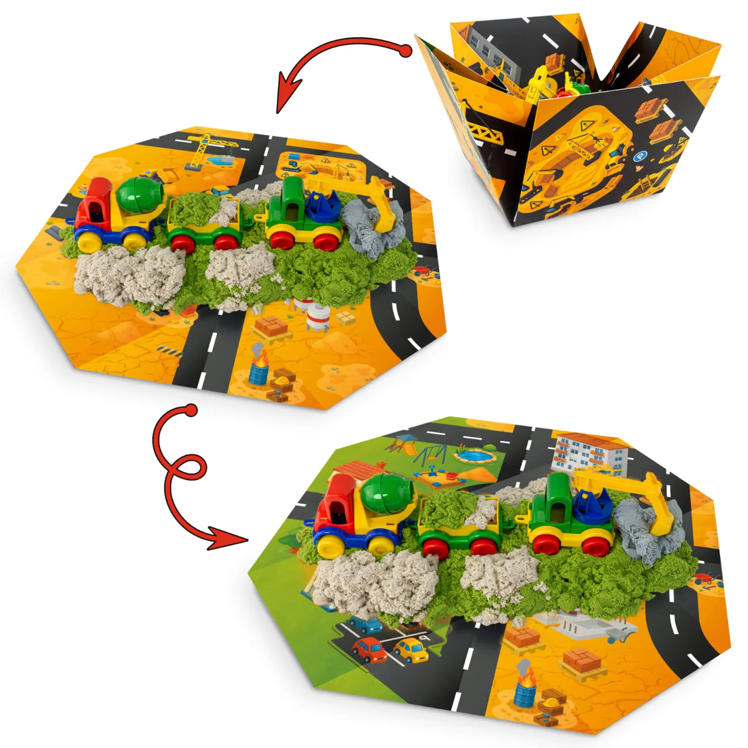 3 Lata +|4 Lata + | Tuban Zestaw Piasek Dynamiczny Fluffy - Plac budowy