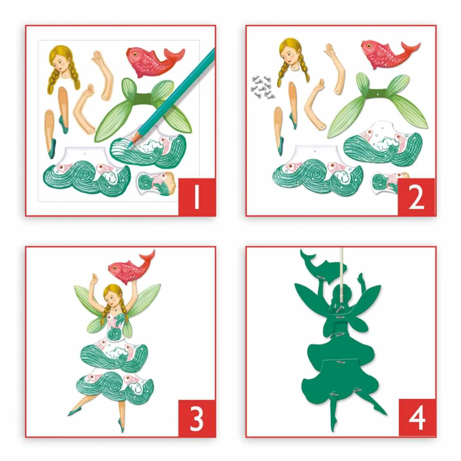 6 Lat+|7 Lat+ | Djeco Zestaw ruchome postacie WRÓŻKI 5+