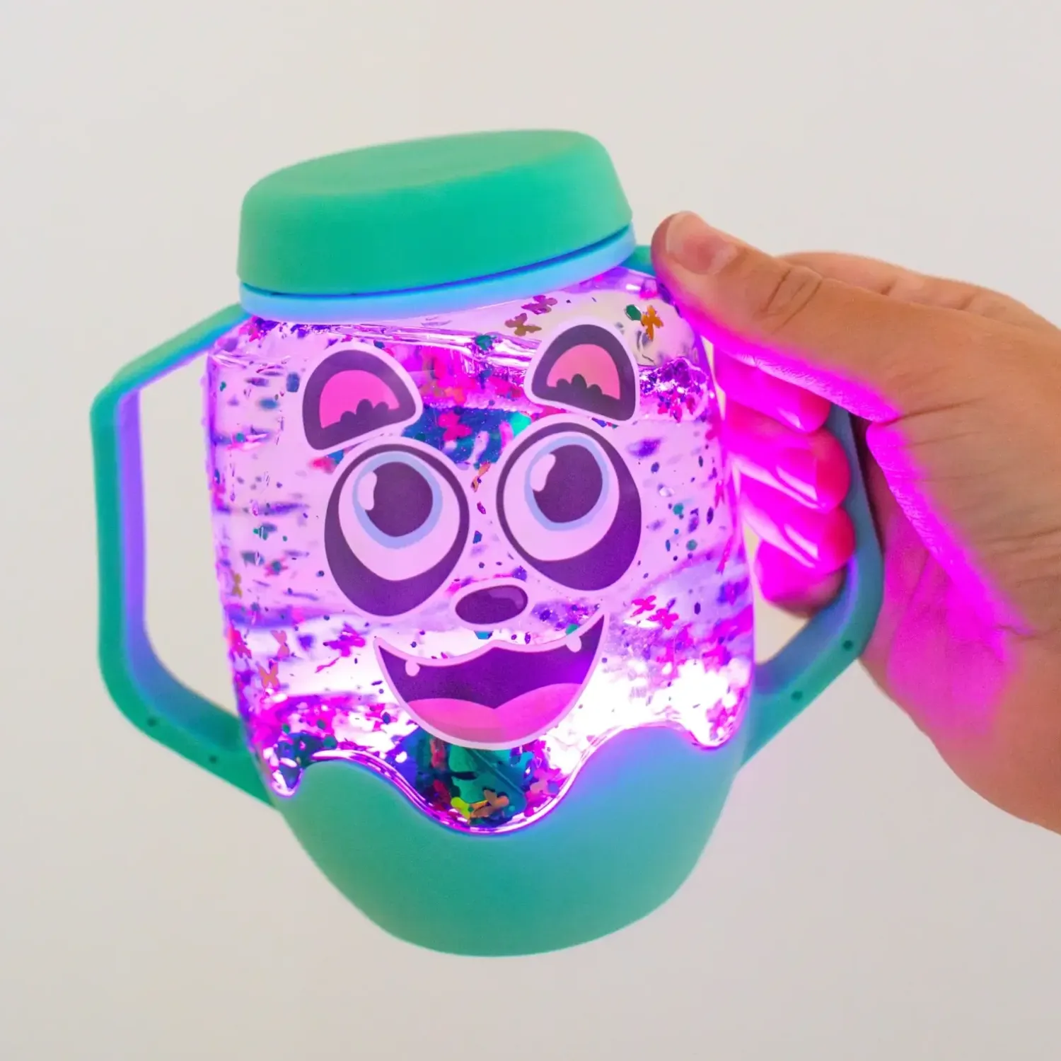 6 Lat+|3 Lata + | Glo Pals Zestaw sensoryczny DIY, świecący słoik z brokatami i figurkami Fun Fillers + naklejki gratis - ZOO