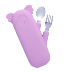 Naczynia Dla Dzieci | The cotton cloud Zestaw sztućców Koala Zoe z silikonowym etui - Lilac