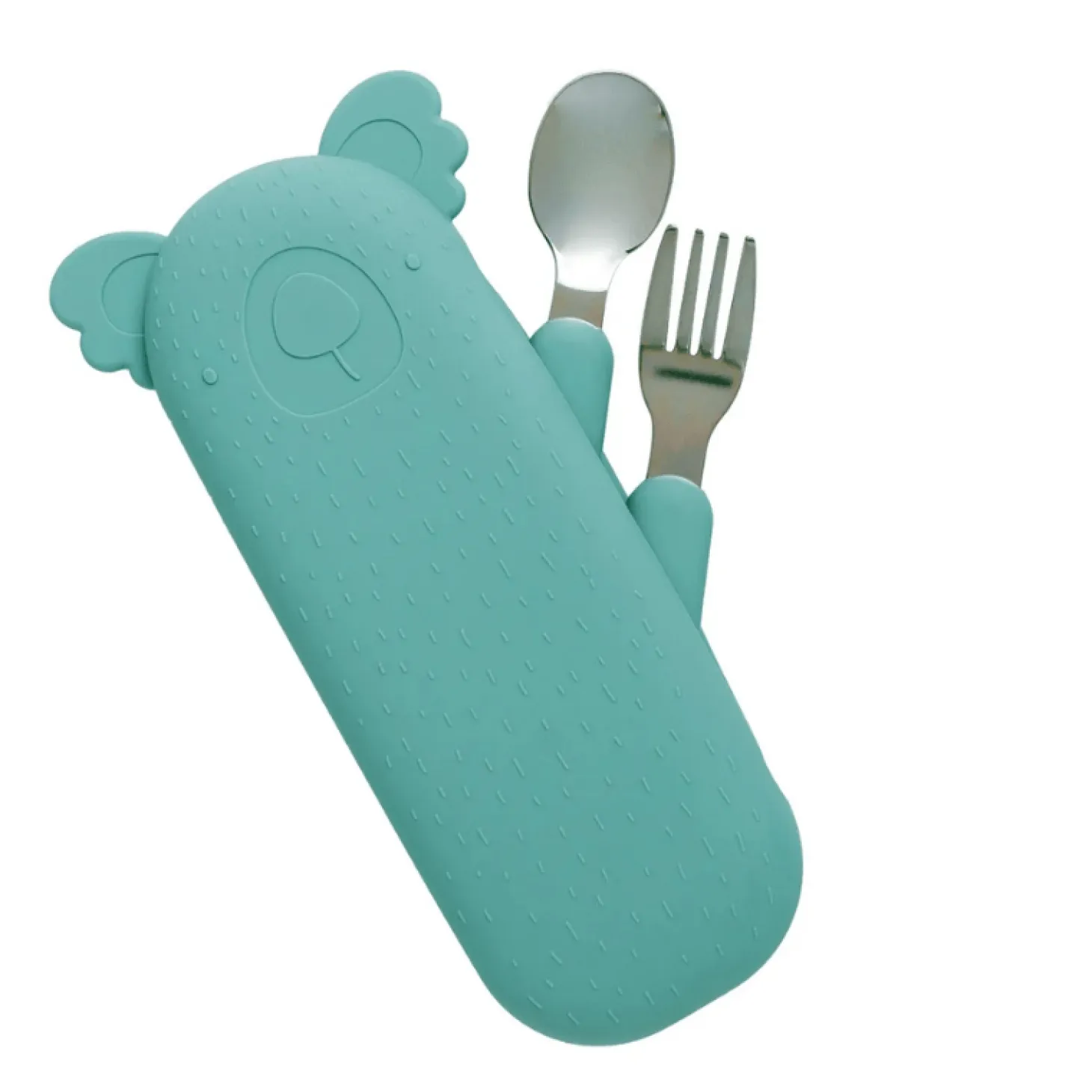 Zestaw sztućców Koala Zoe z silikonowym etui - Sea Green