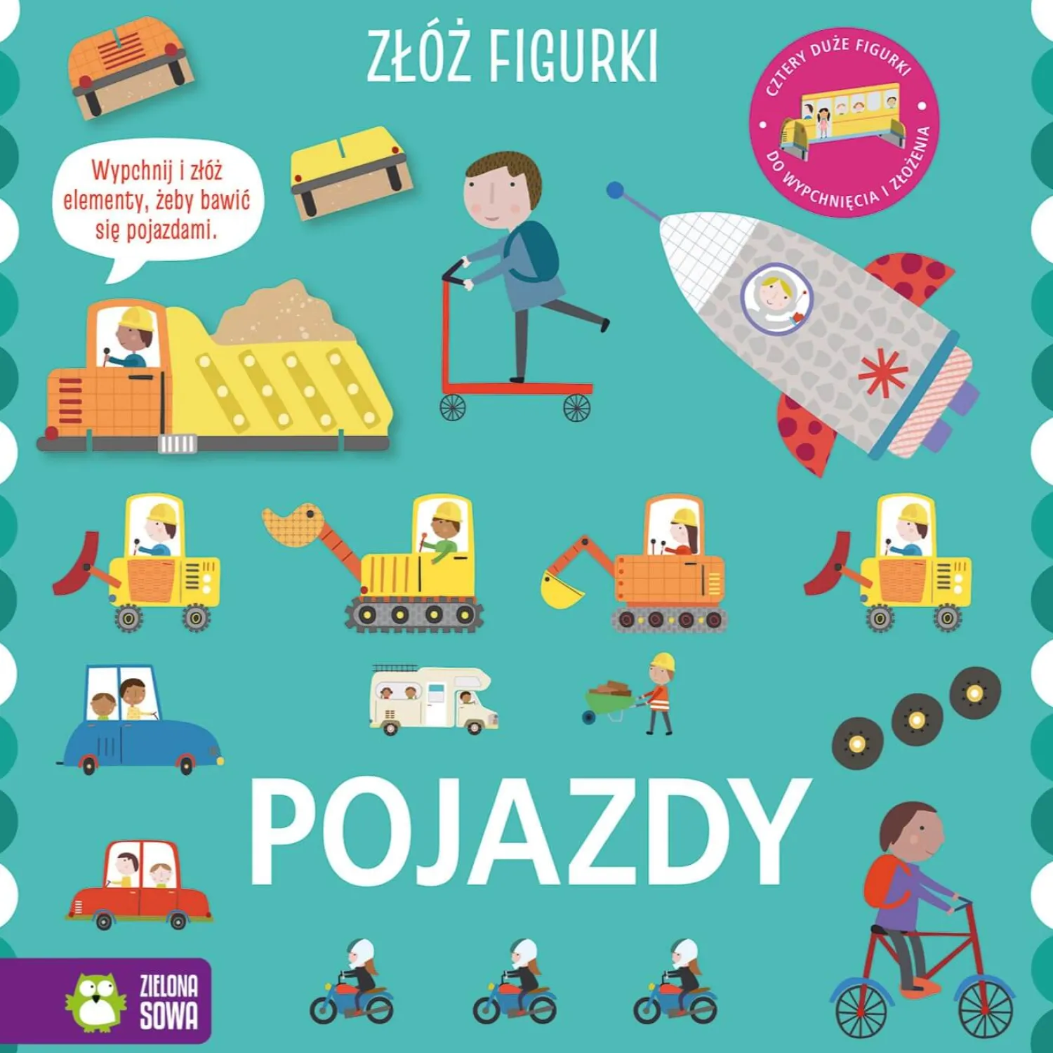 Ruchome Elementy|2-5 Lat | Wydawnictwo Zielona Sowa Złóż figurki. Pojazdy